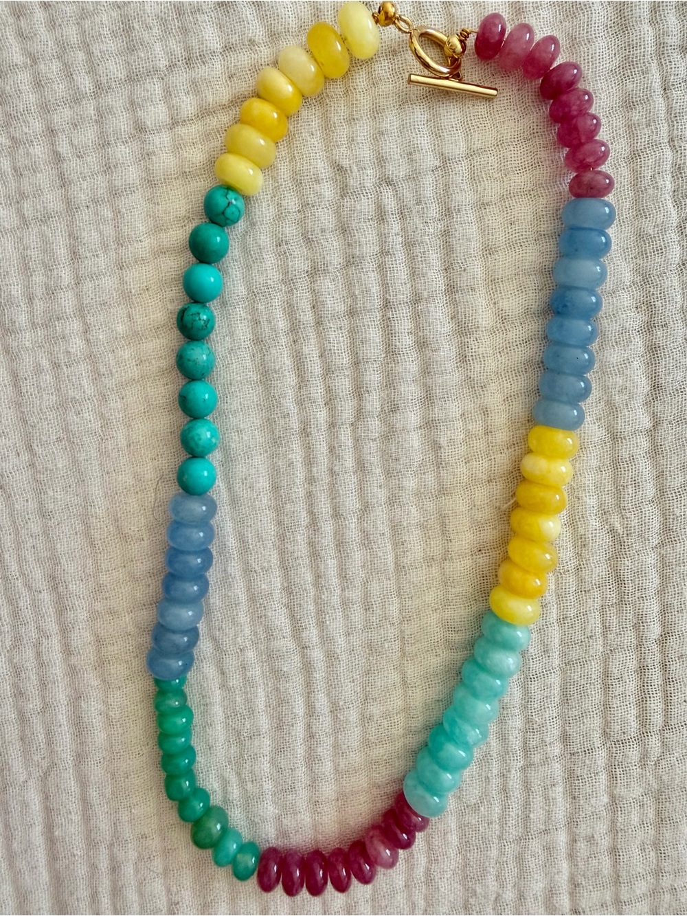 Jolie Multicolor Beaded Necklace - Yellow, Turquoise, Blue, Pink, Green